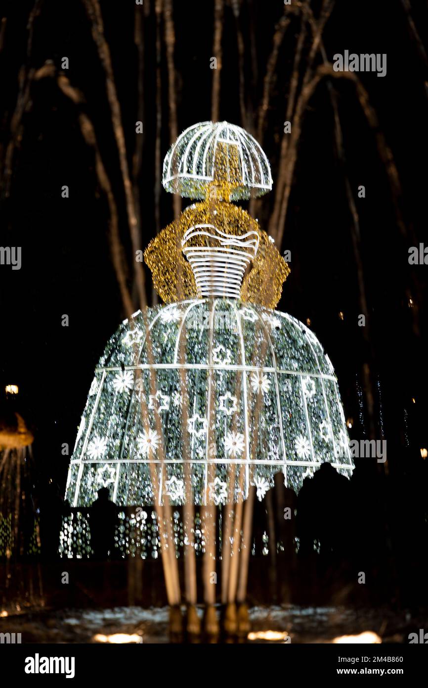 Menina. Menina de luz decorating the streets of the city of Madrid at Christmas time. Merry Christmas 2022. Photography. Stock Photo