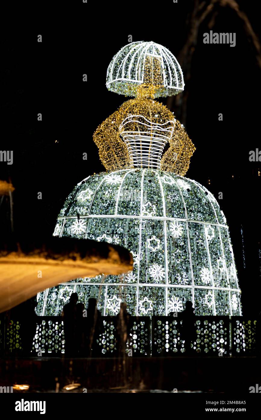 Menina. Menina de luz decorating the streets of the city of Madrid at Christmas time. Merry Christmas 2022. Photography. Stock Photo