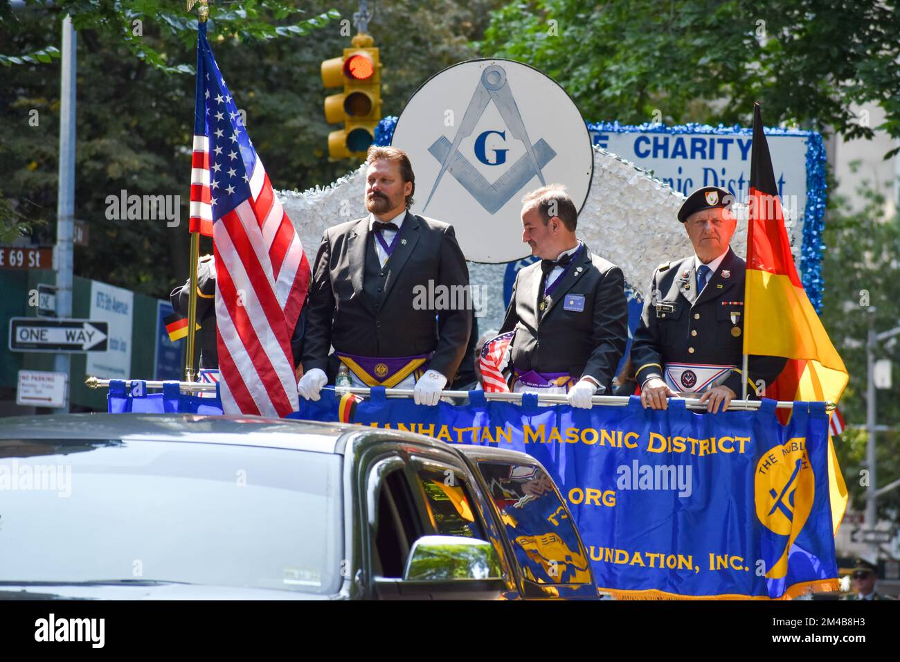 The German soldiers on a float on Fifth Ave in New York City during the