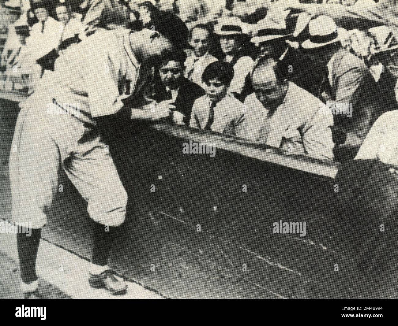 American gangster Al Capone and his son Albert 'Sonny' at a baseball match, USA 1930s Stock Photo