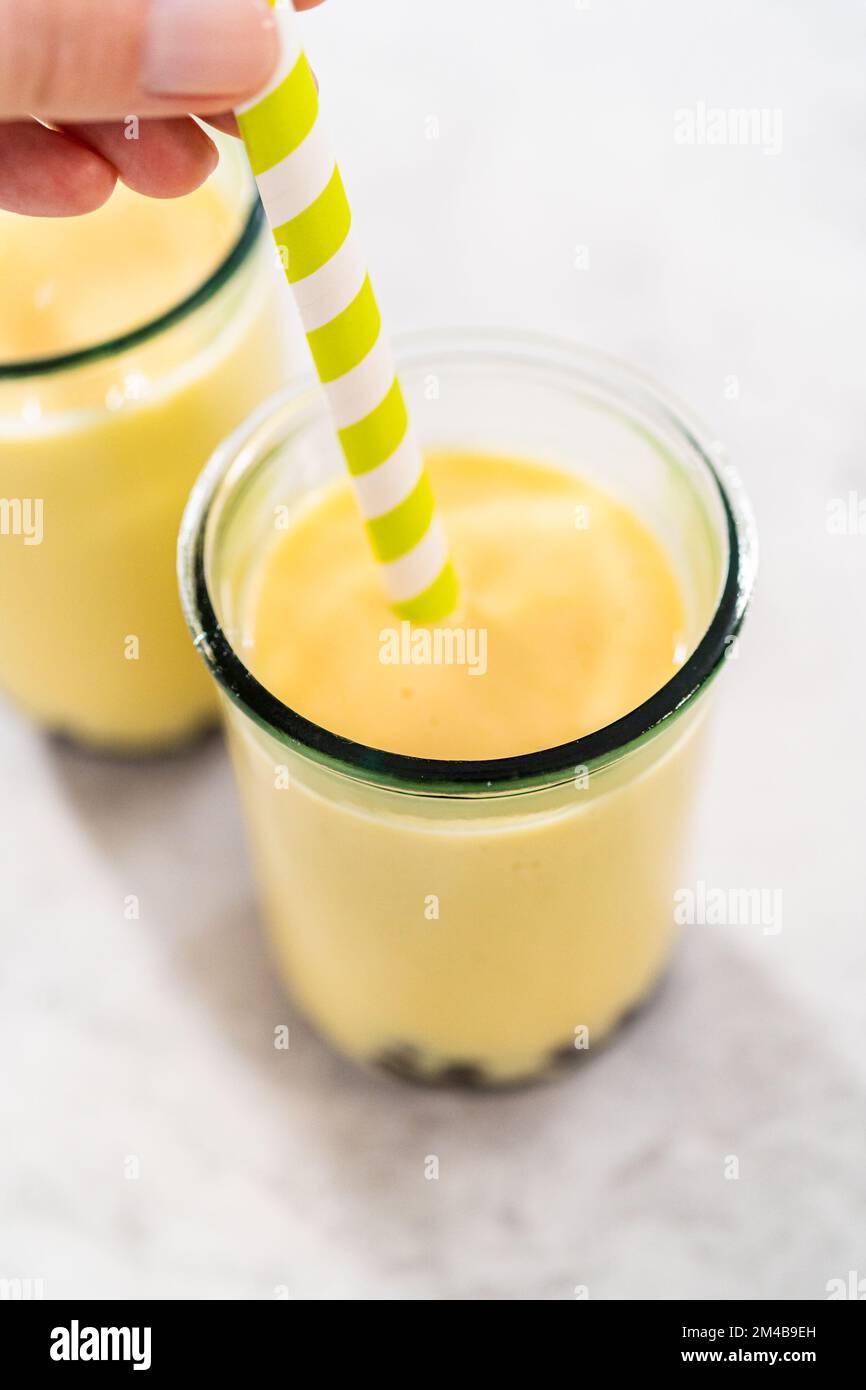 Mango boba smoothie Stock Photo Alamy
