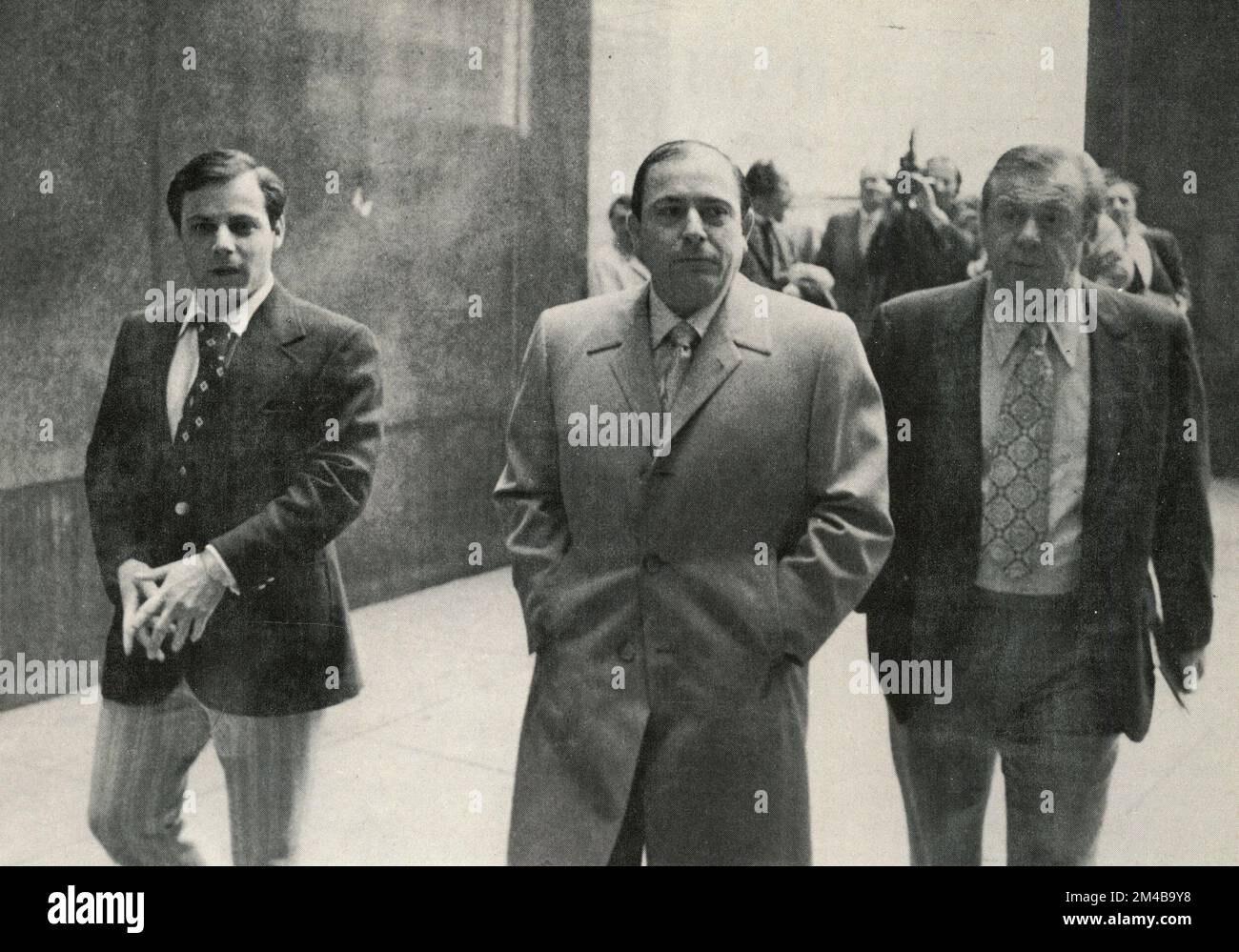 Italian-American gangster and mafia mobster Joe Colombo (center) with his son Joe junior, USA 1950s Stock Photo