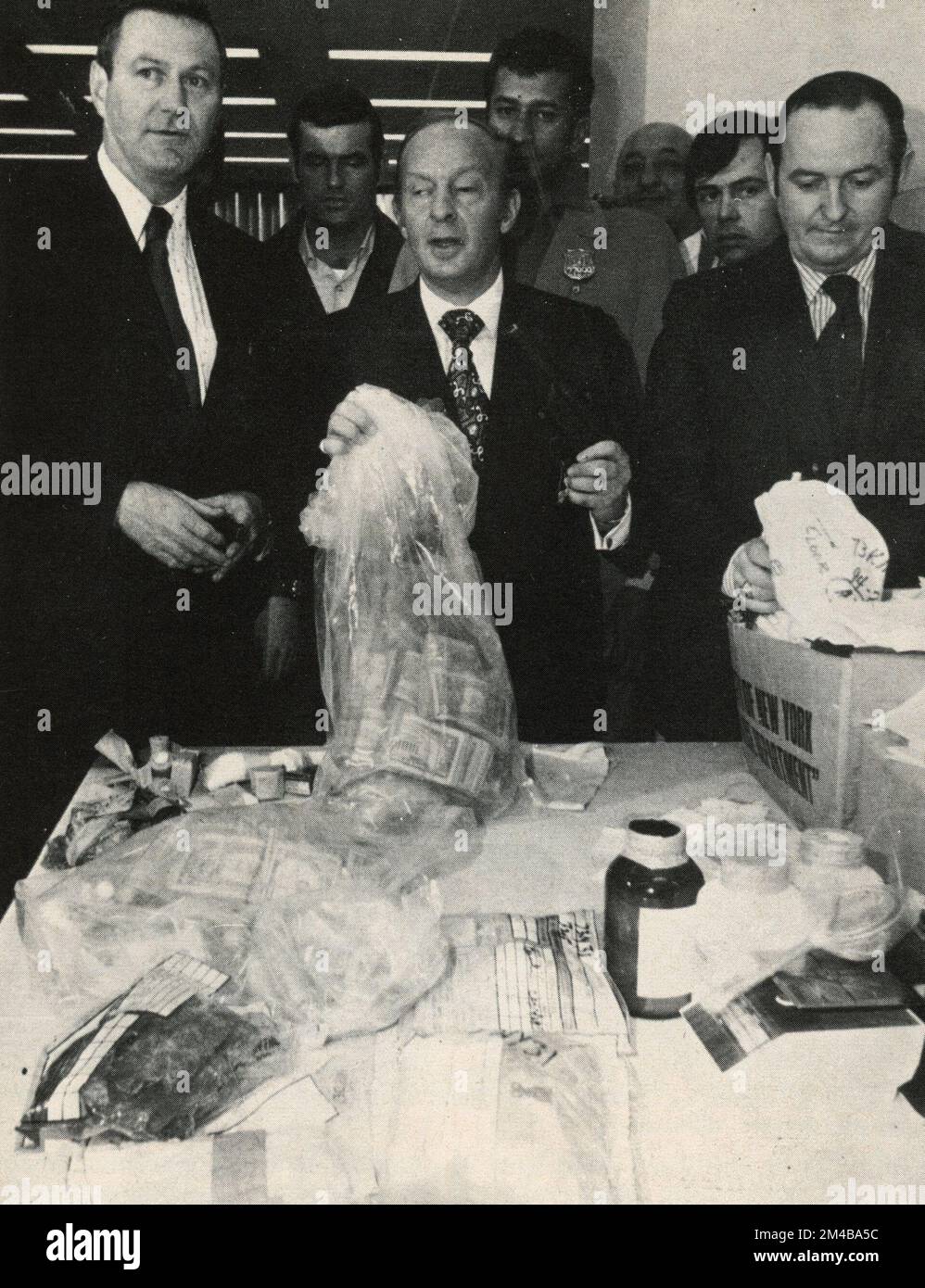 Federal Bureau of Narcotics agents with drug and money just seized, New ...