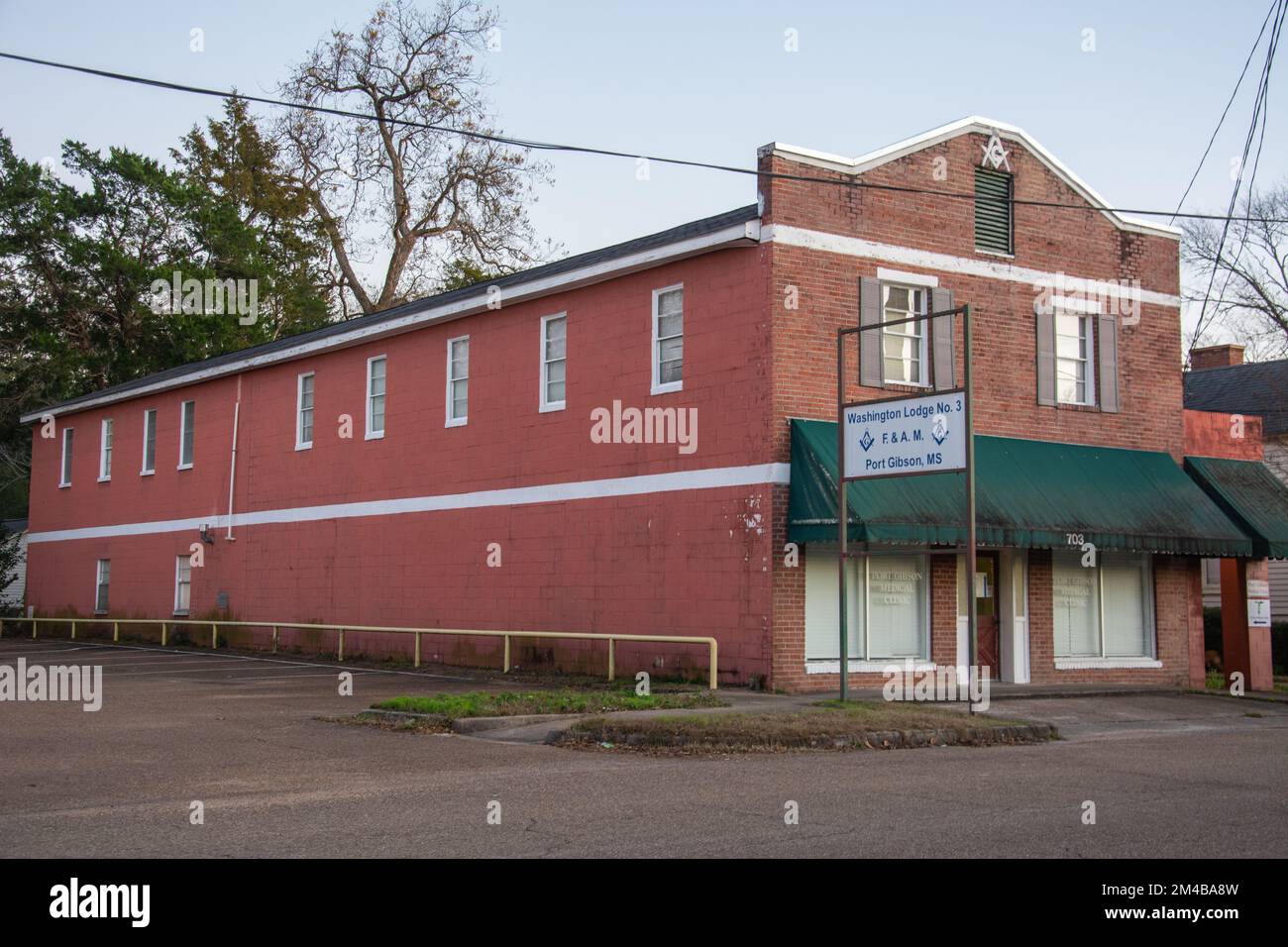 Port Gibson, USA December 1, 2022 Masonic Lodge built in 1900 in Port Gibson, Claiborne