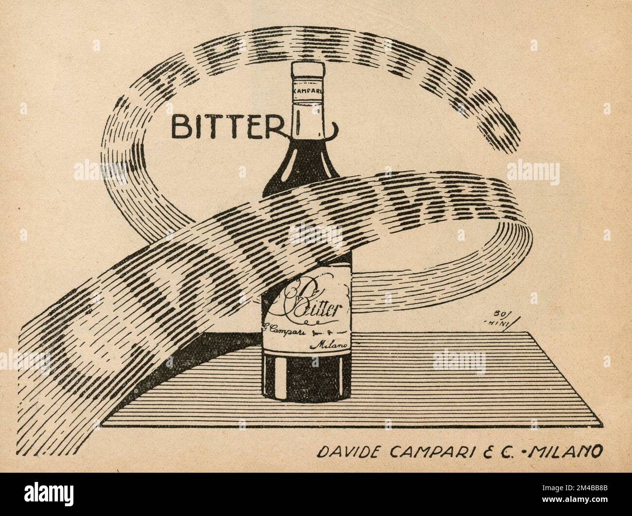Vintage newspaper ad of Bitter Campari aperitif liqueur, Italy 1910s ...