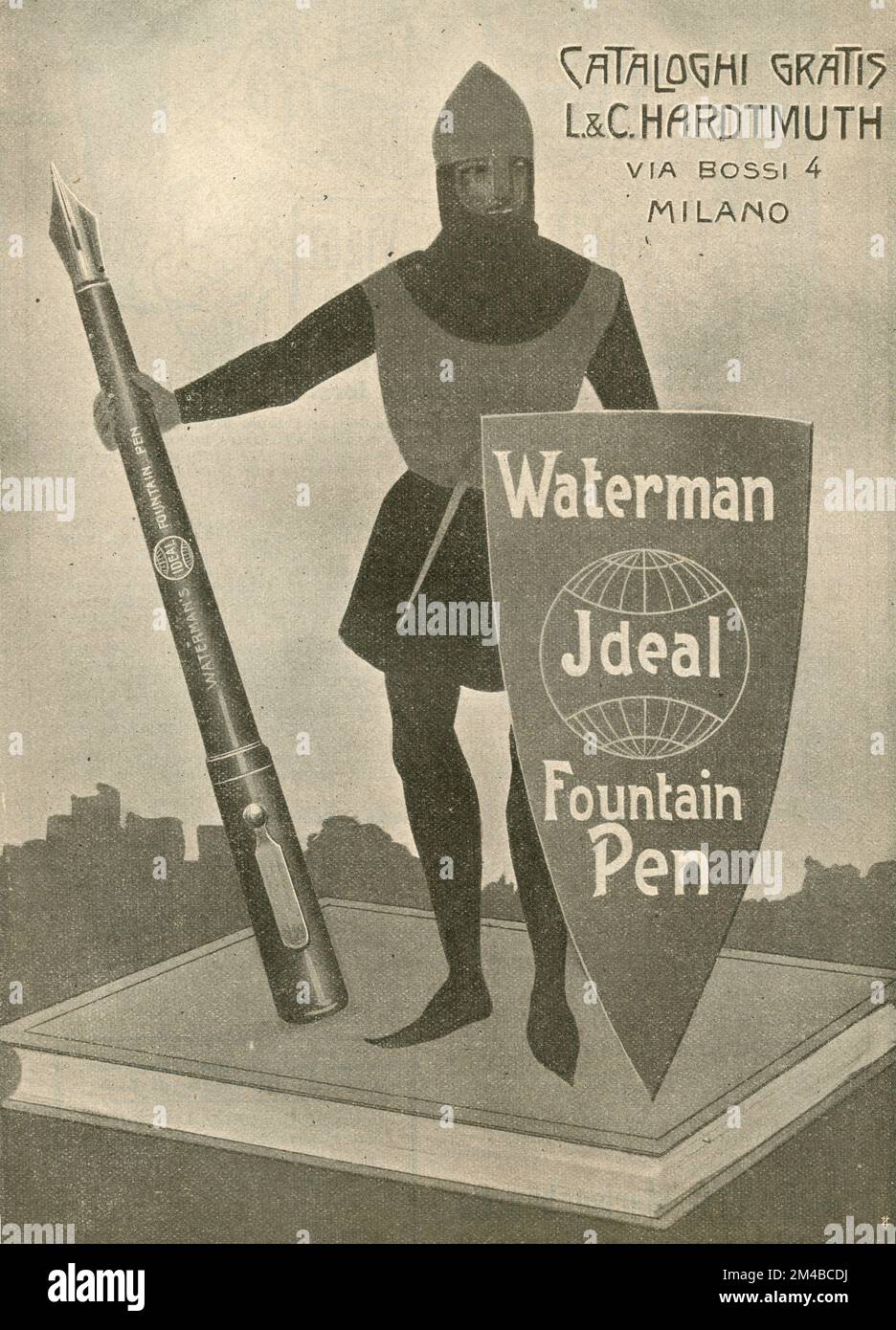 Vintage newspaper ad of Waterman fountain pen, Italy 1930s Stock Photo