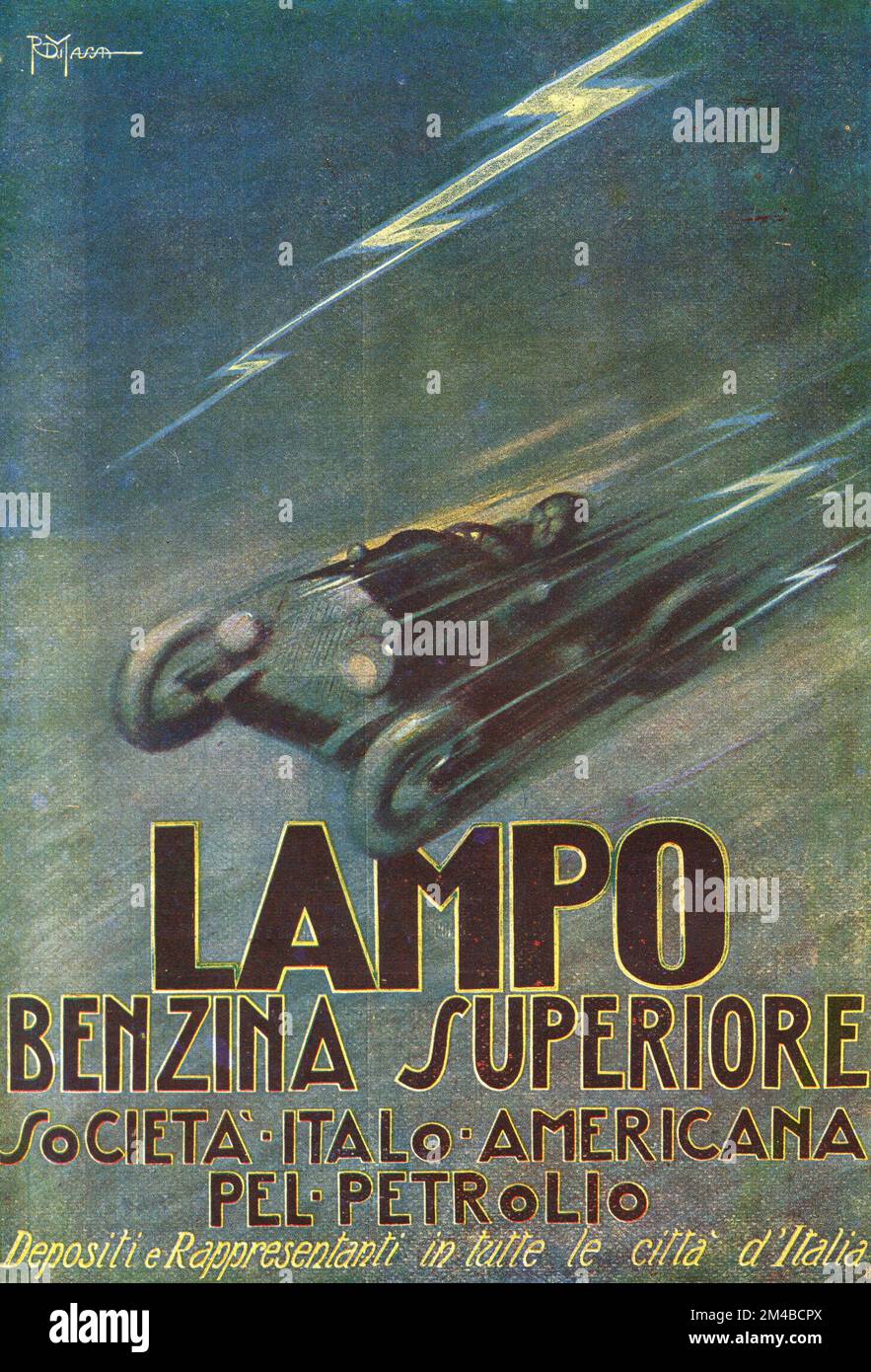 Vintage newspaper ad of Lampo gasoline, Italy 1930s Stock Photo