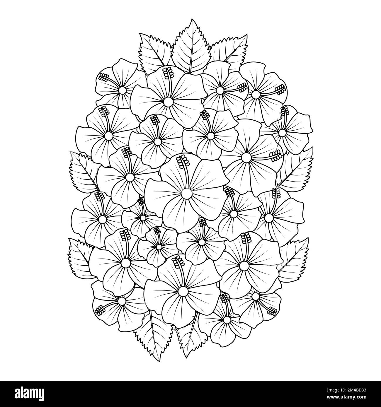 hibiscus syriacus flower or common hibiscus flower coloring page of ...