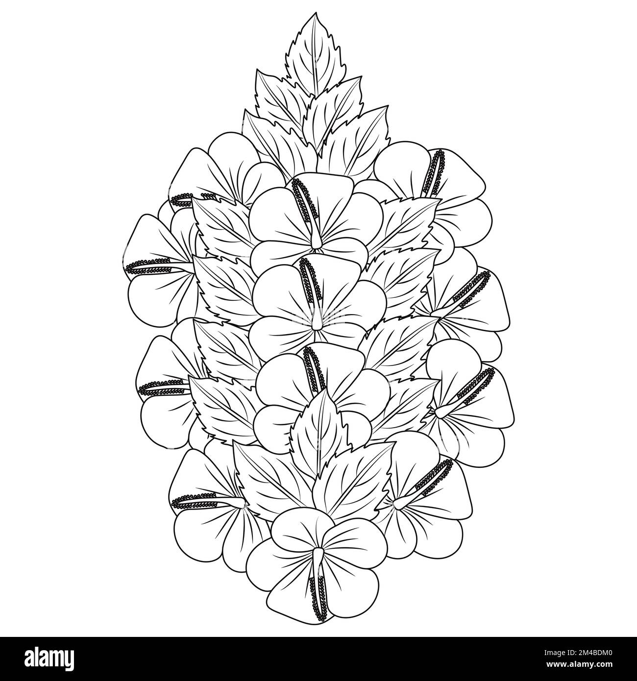 Hibiscus Syriacus Flower Or Common Hibiscus Flower Coloring Page Of hibiscus-flower-drawing-hibiscus-flower-tattoo-hibiscus-flower