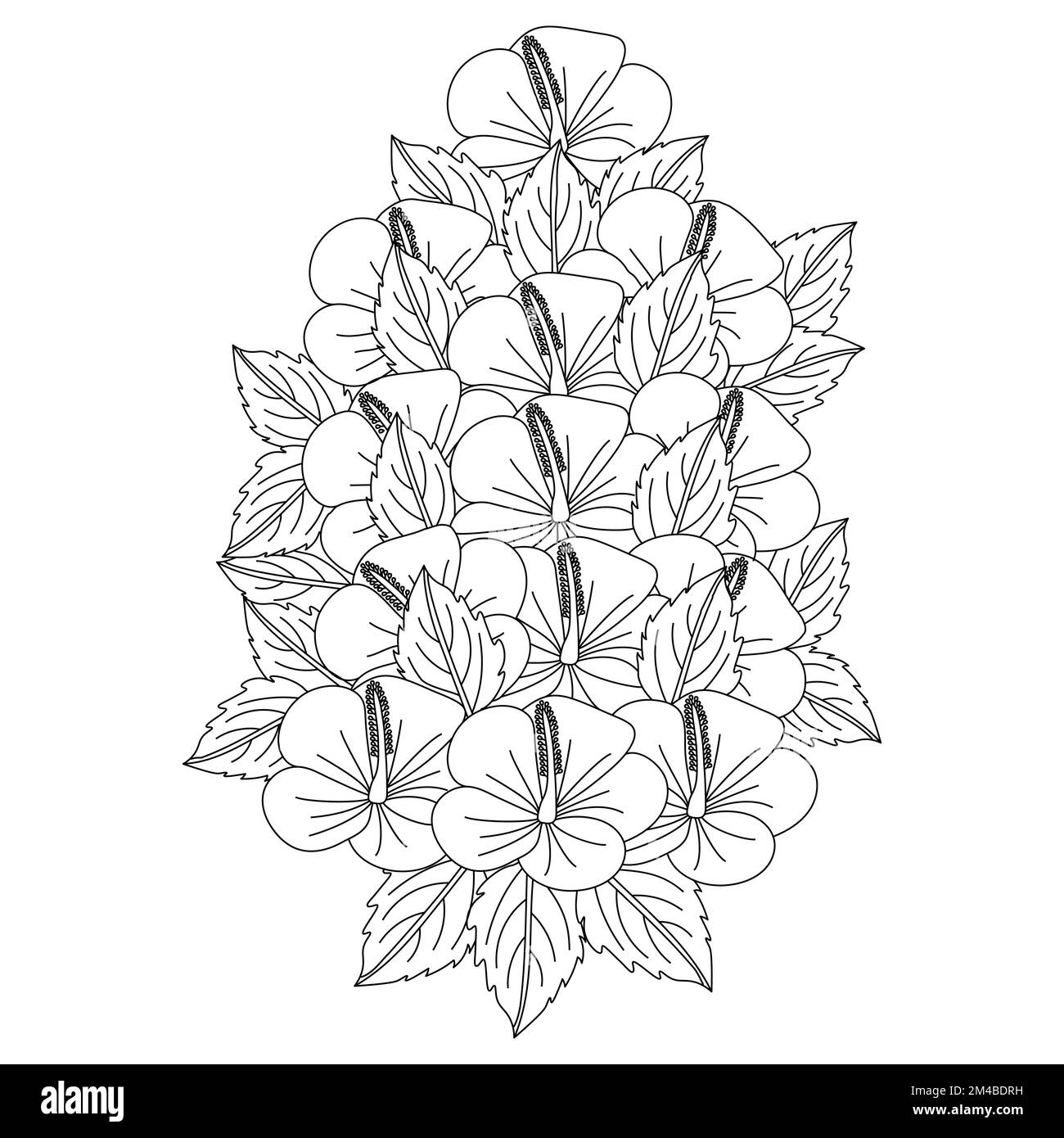 Hibiscus Syriacus Flower Or Common Hibiscus Flower Coloring Page Of hibiscus-syriacus-flower-or-common-hibiscus-flower-coloring-page-of