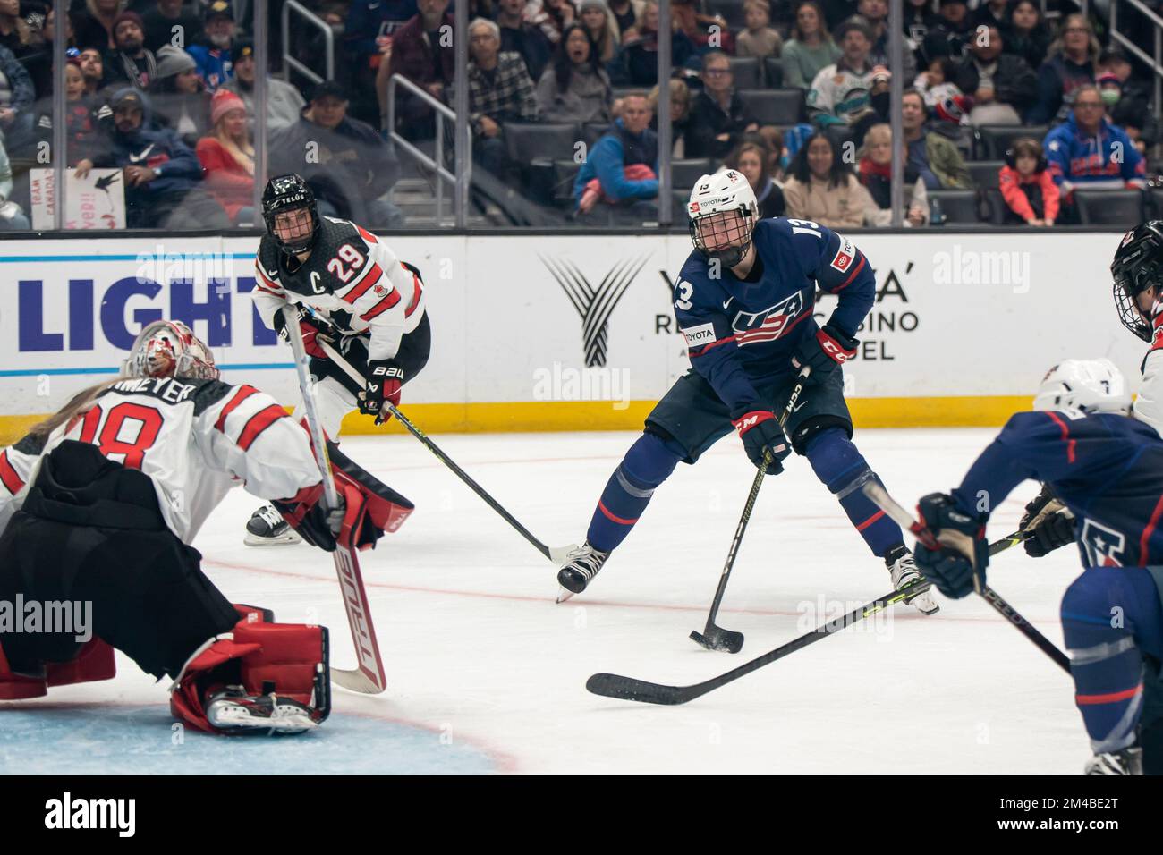 Team United States forward Grace Zumwinkle (13) takes a shot against ...