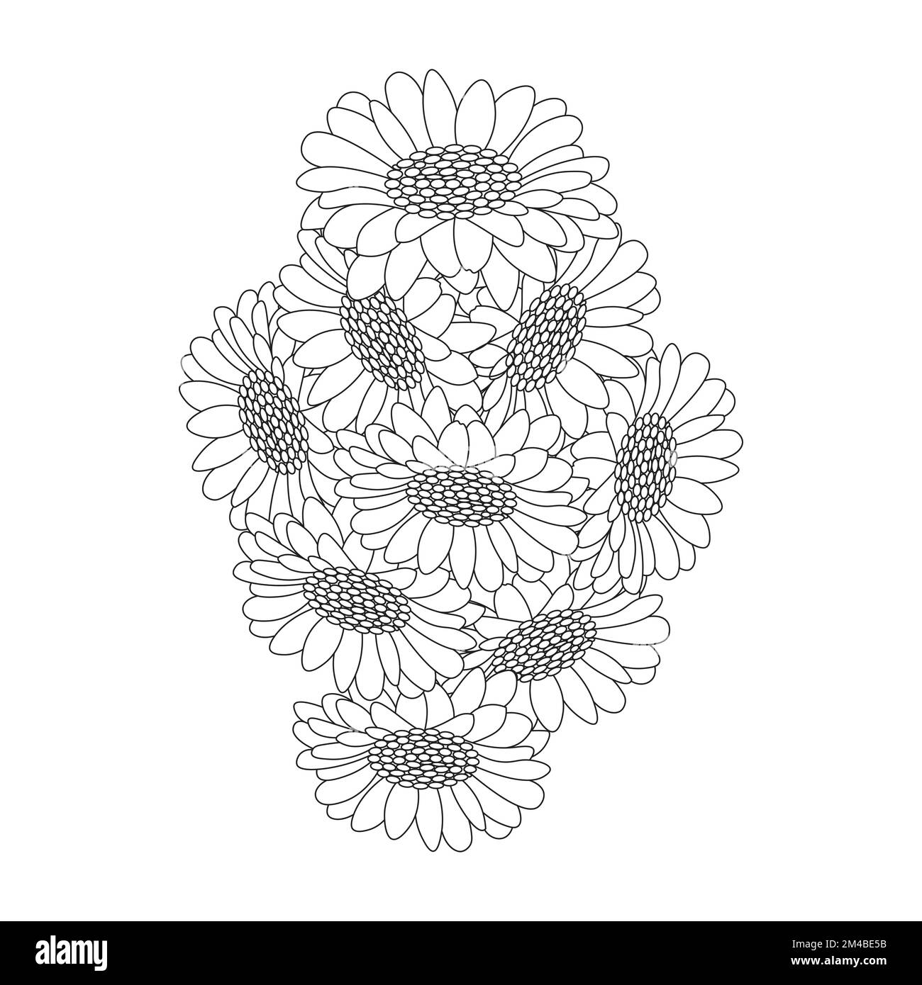 flower coloring page hand drawing line art of black flower with ...