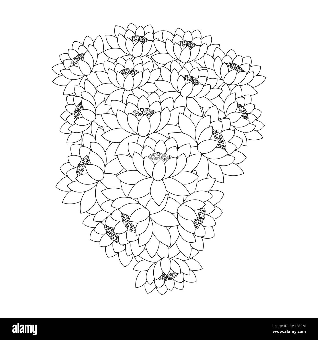 lotus flower coloring page of simplicity artistic drawn with blossom flower on isolated background Stock Vector