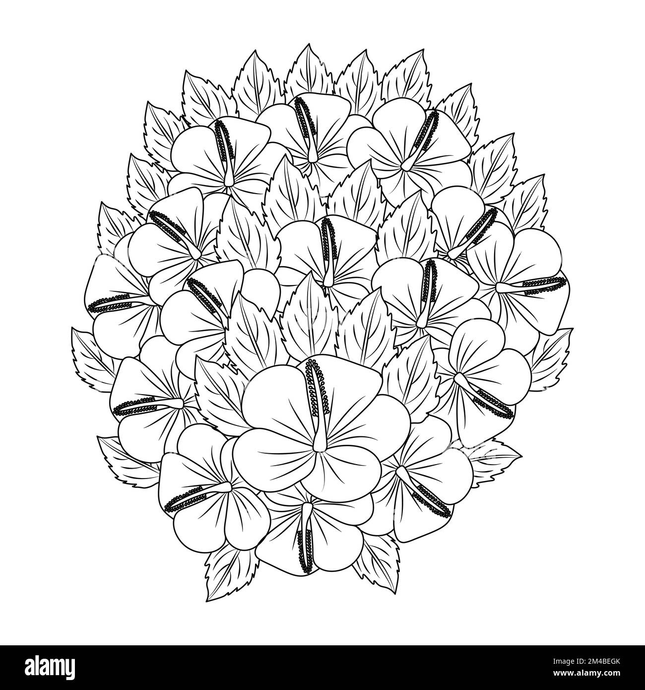 hibiscus syriacus flower or common hibiscus flower coloring page of ...