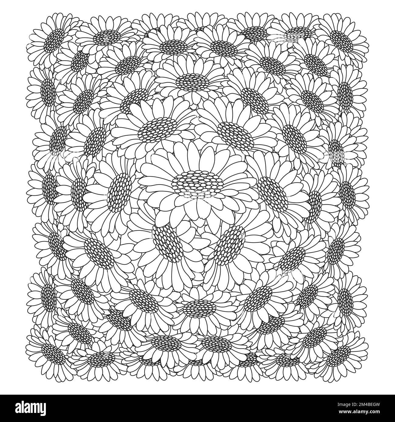 flower coloring page hand drawing line art of black flower with ...
