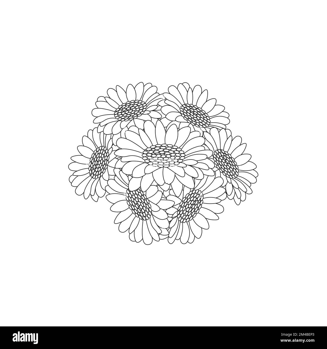 flower coloring page hand drawing line art of black flower with ...
