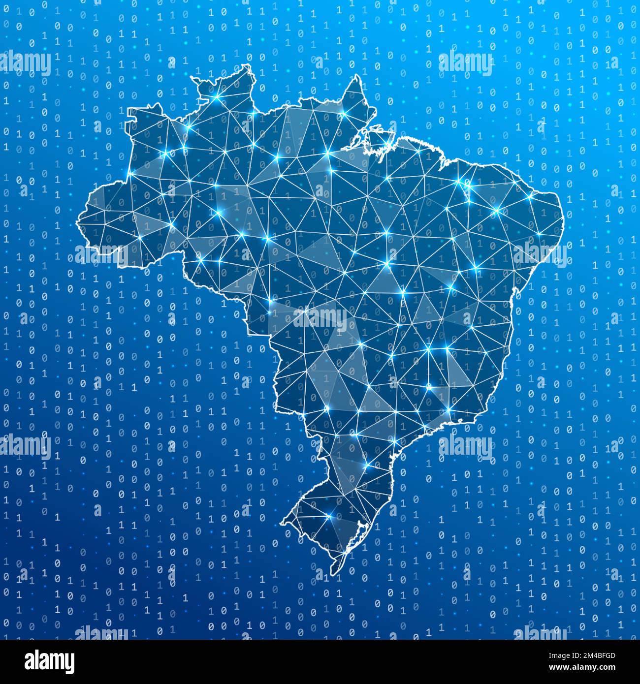 Network map of Brazil. Country digital connections map. Technology