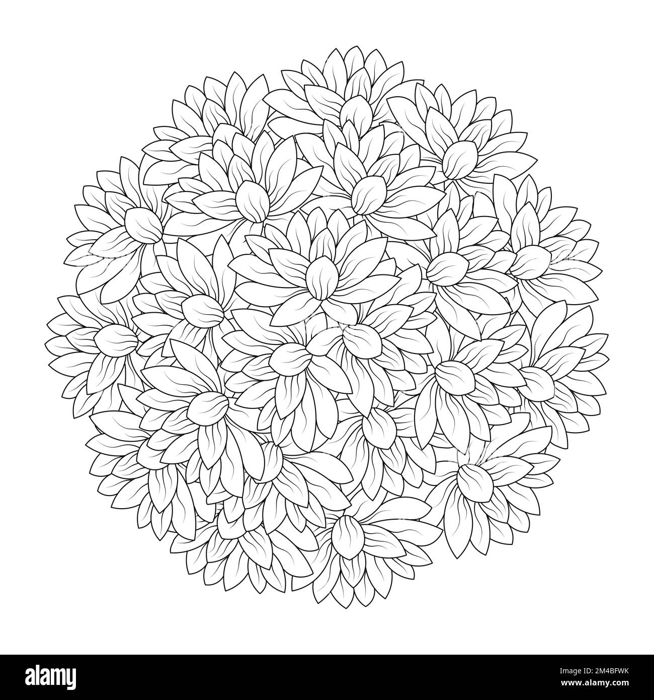 flower coloring page hand drawing line art of black flower with