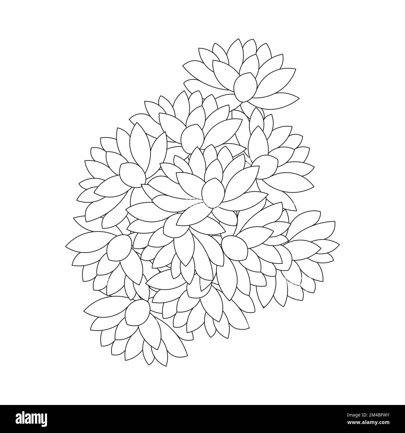 lotus flower coloring page of simplicity artistic drawn with blossom flower on isolated background Stock Vector