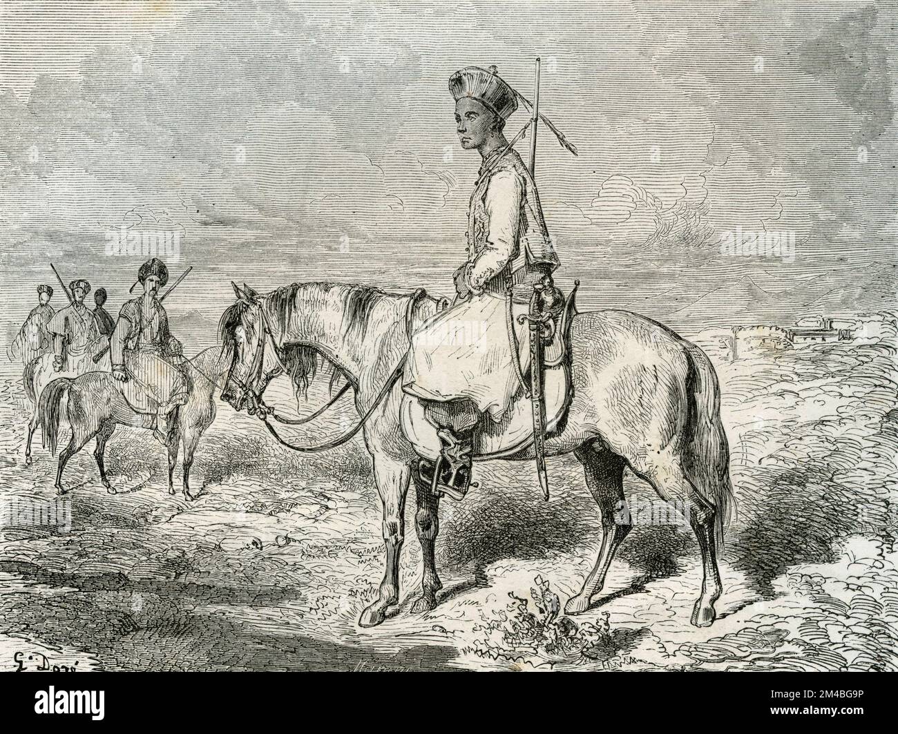 Chinese horses, China, illustration 1871 Stock Photo - Alamy