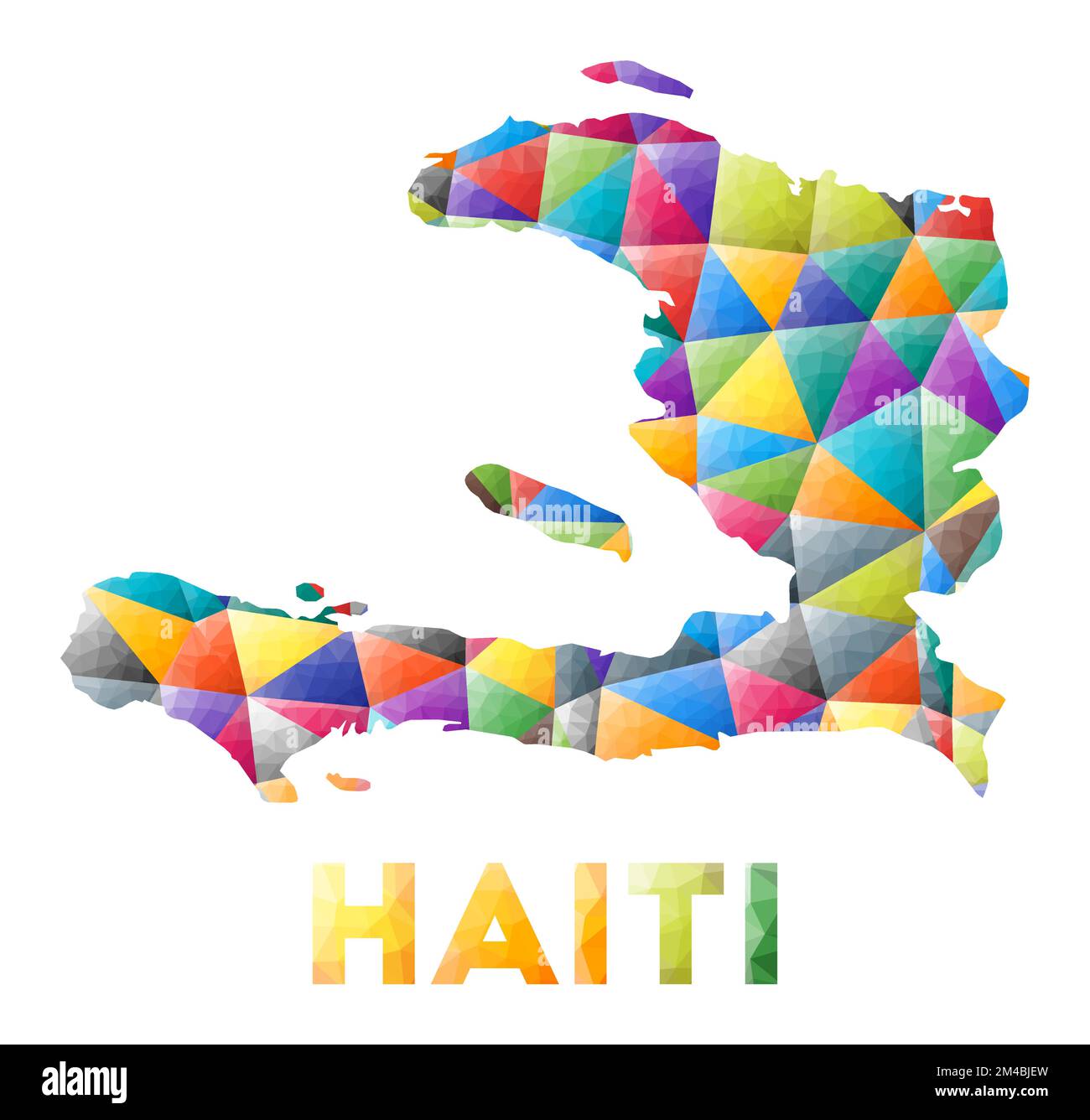 Haiti - colorful low poly country shape. Multicolor geometric triangles. Modern trendy design. Vector illustration. Stock Vector