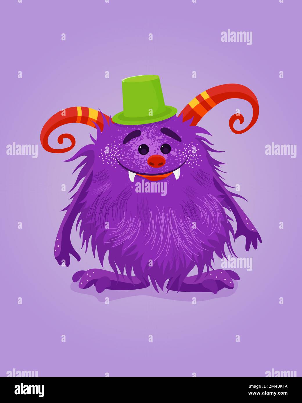 Vector illustration with cute purple cartoon Monster Stock Vector