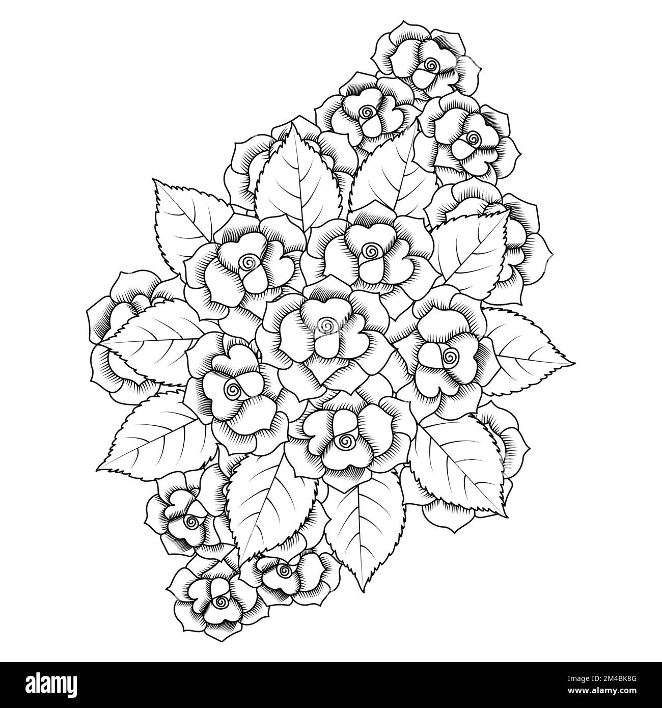 beautiful flowers coloring page with pencil sketch drawing detailed in ...