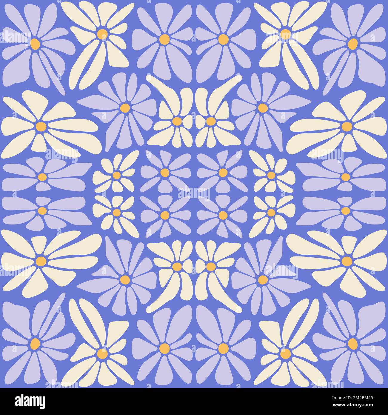 Daisy flower kaleidoscopic groovy retro seamless pattern. Y2k aesthetic ...