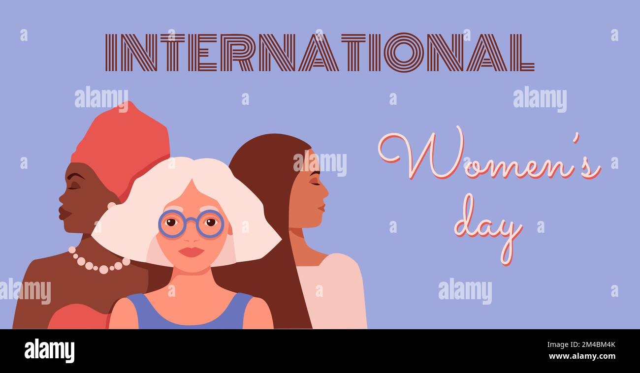 Womens history month international womens day poster. Three diverse