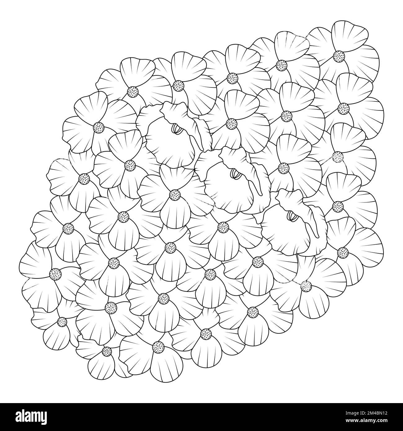 flower coloring page hand drawing line art of black flower with ...