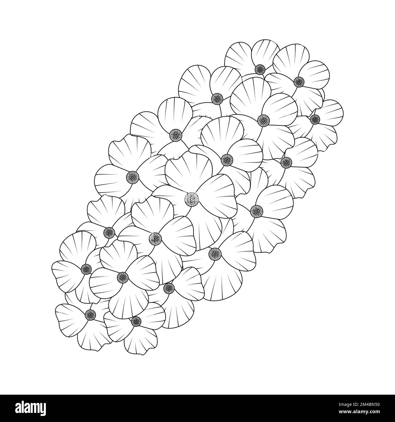 flower coloring page hand drawing line art of black flower with ...