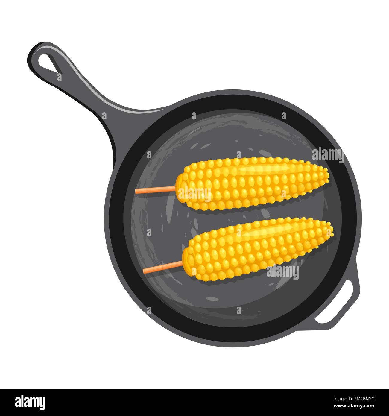 Grilled corn. Latin American cuisine. Elot. Corn in a black pan Stock