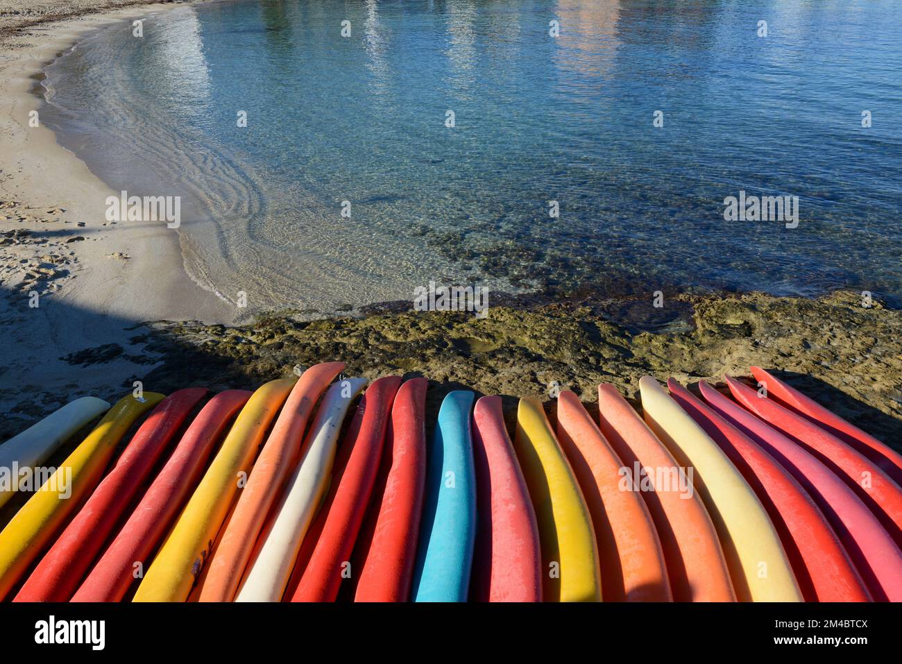 Beach at the center of Porto Torres on Sardinia in Italy Stock Photo
