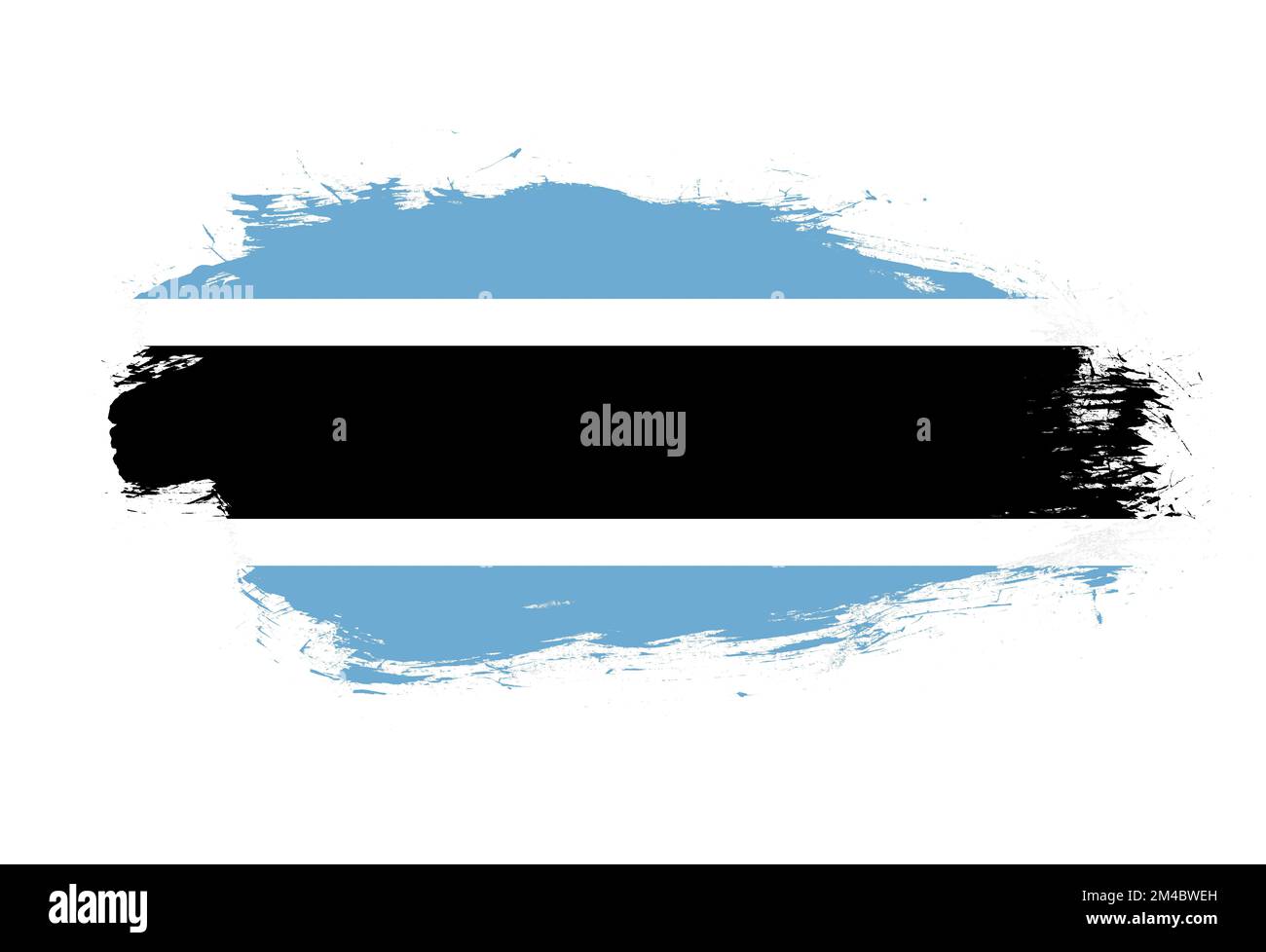 Flag of botswana on white stroke brush background Stock Photo - Alamy