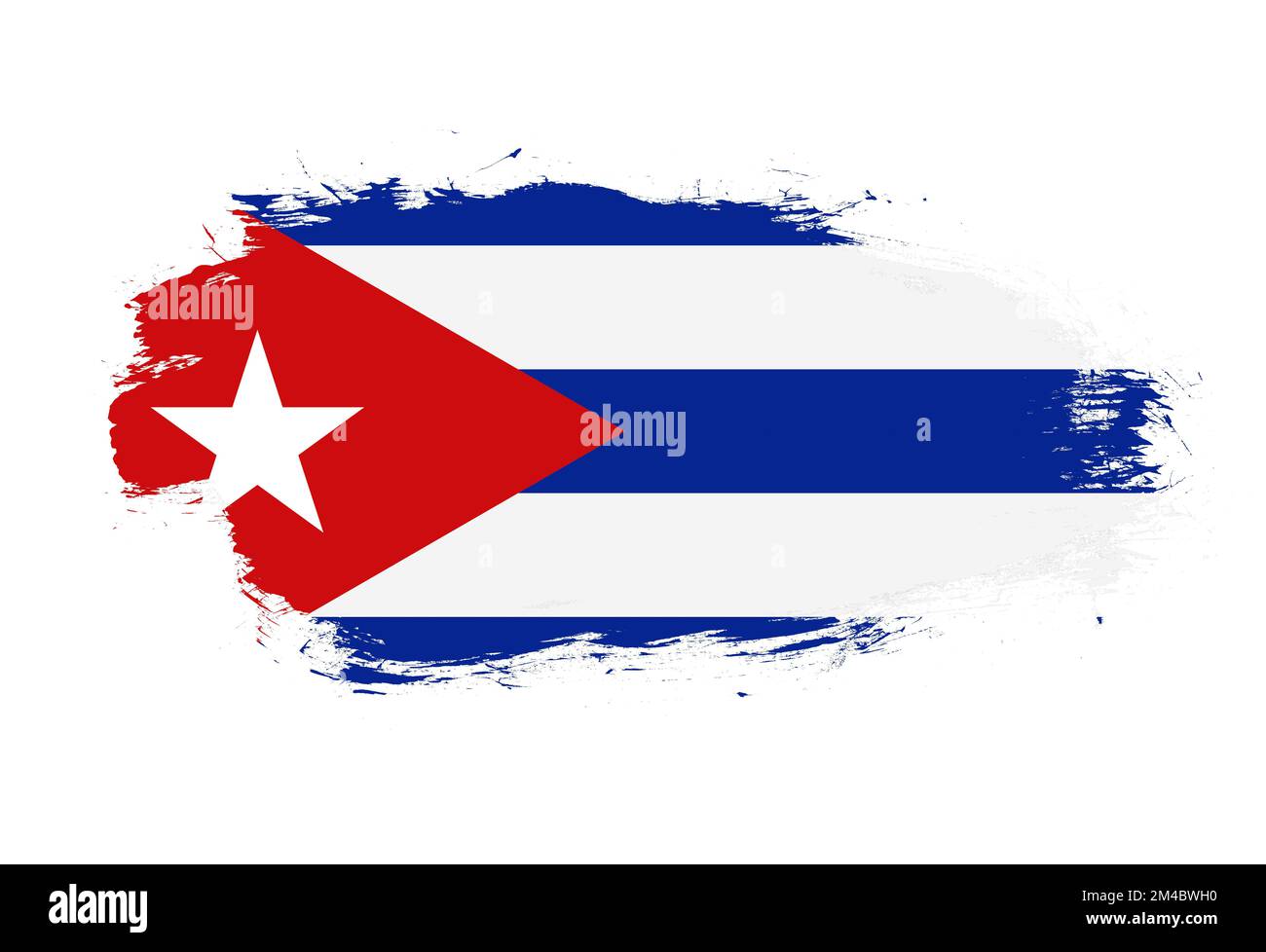 Flag of cuba on white stroke brush background Stock Photo