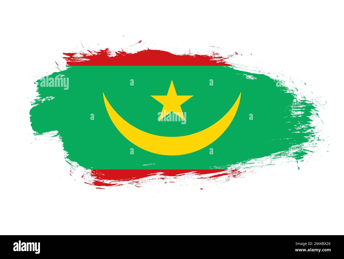 Flag of mauritania on white stroke brush background Stock Photo - Alamy