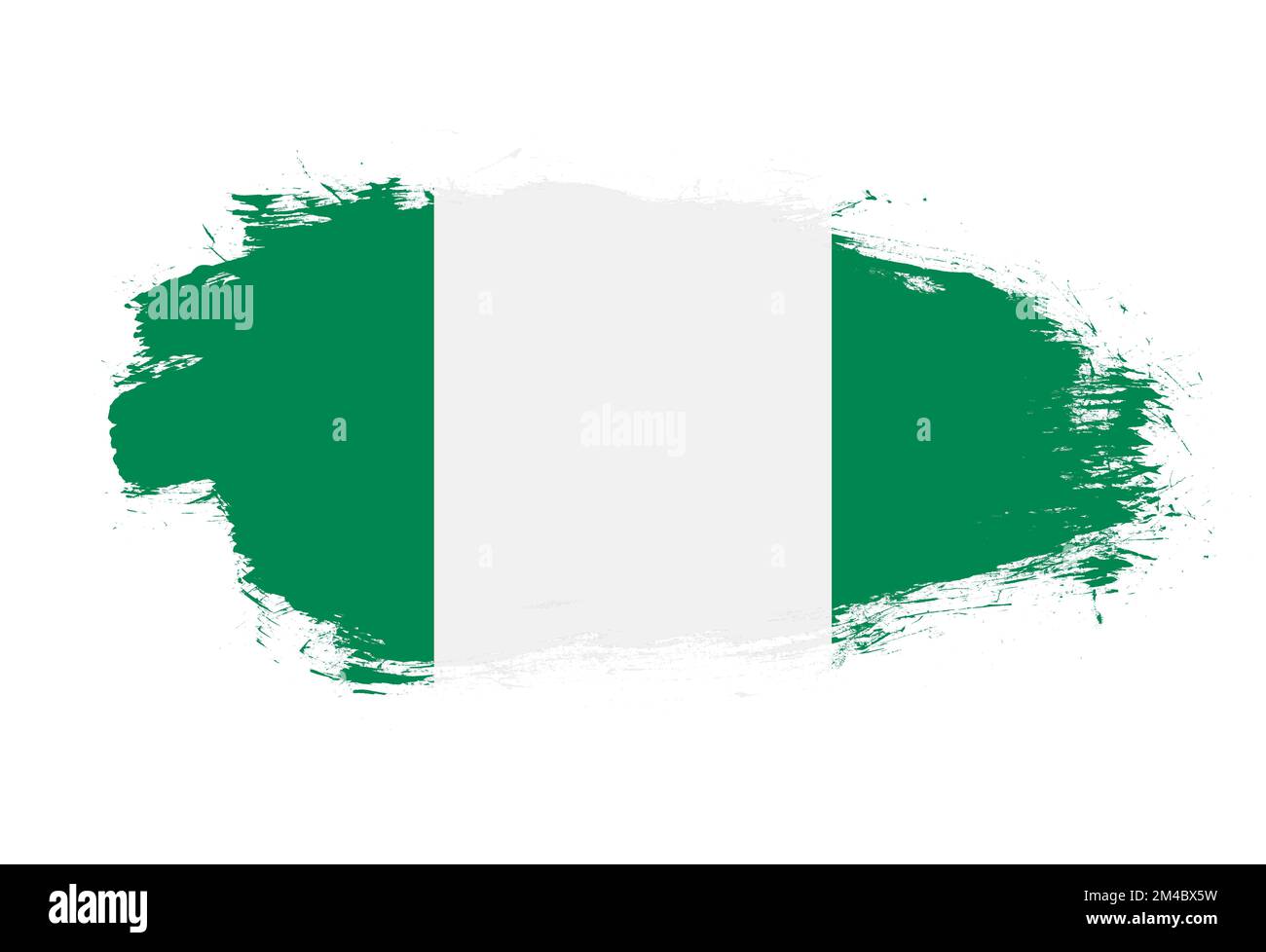 Flag of nigeria on white stroke brush background Stock Photo - Alamy