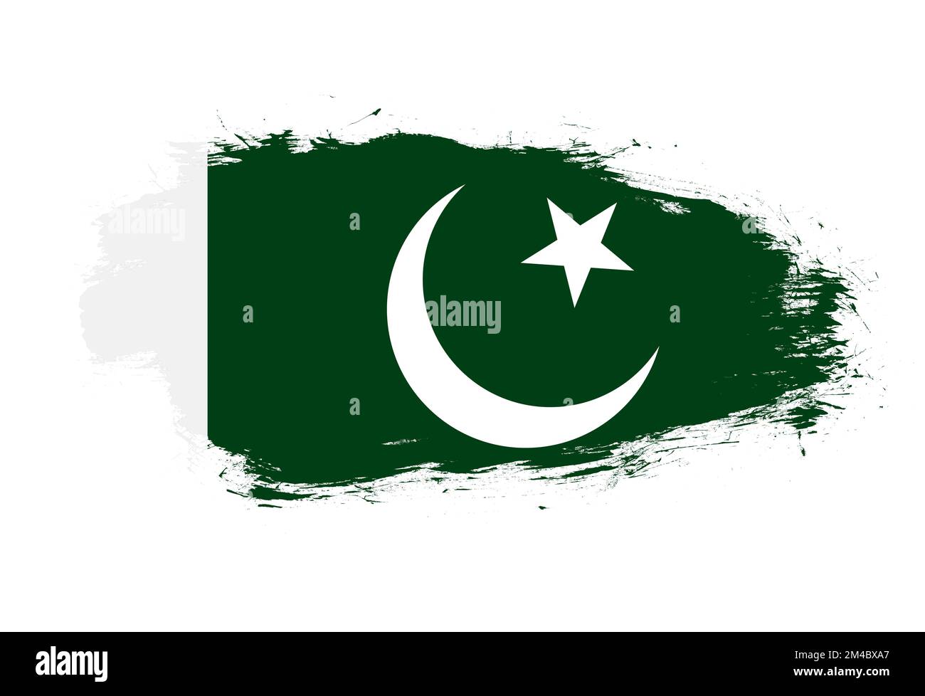 Flag of pakistan on white stroke brush background Stock Photo - Alamy