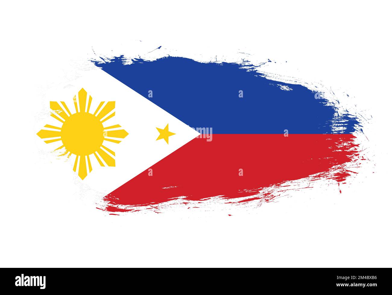 Flag of philippines on white stroke brush background Stock Photo