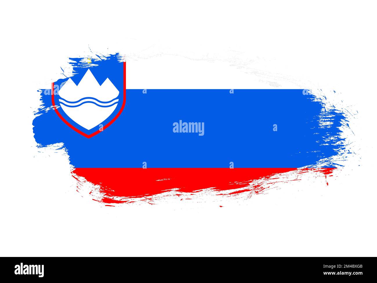 Flag of slovenia on white stroke brush background Stock Photo - Alamy