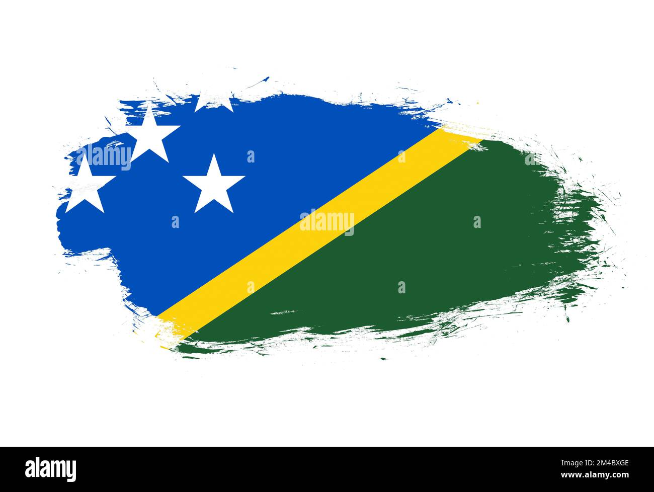 Flag of solomon islands on white stroke brush background Stock Photo ...