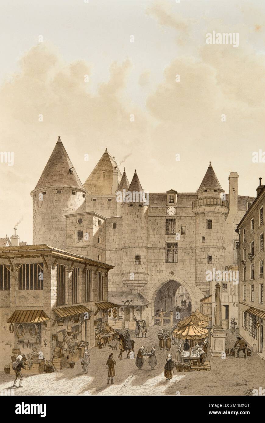 The Grand Chatelet in Paris, view taken from rue St Denis in 1800 (from