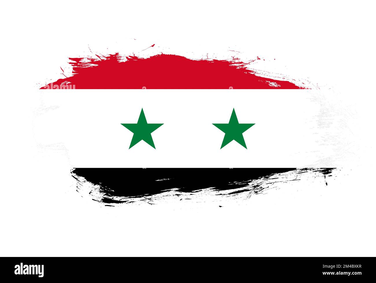 Flag of syria on white stroke brush background Stock Photo