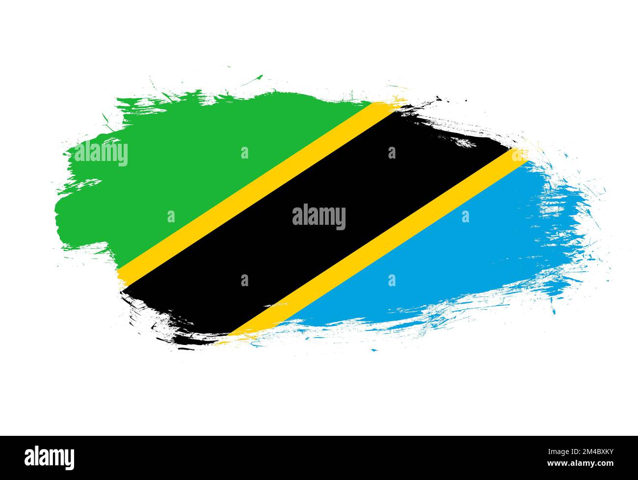 Flag of tanzania on white stroke brush background Stock Photo - Alamy