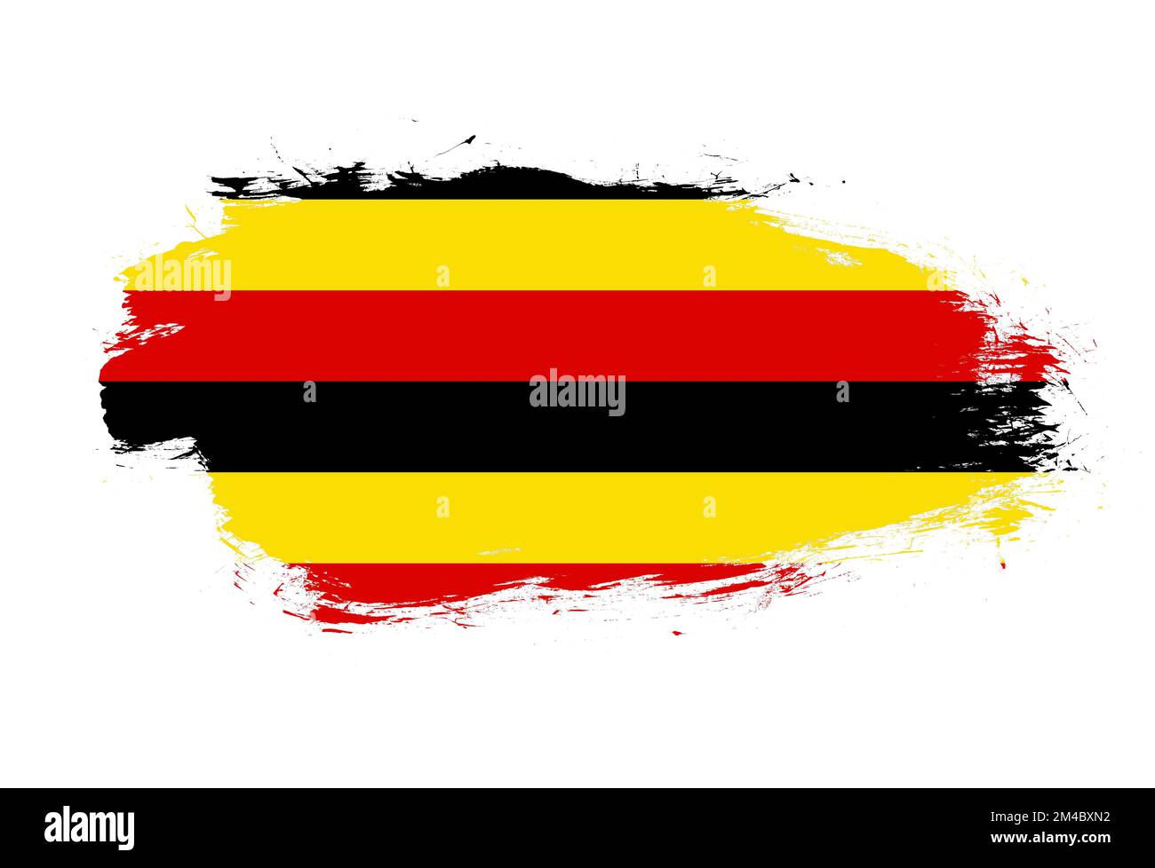 Flag of uganda on white stroke brush background Stock Photo - Alamy