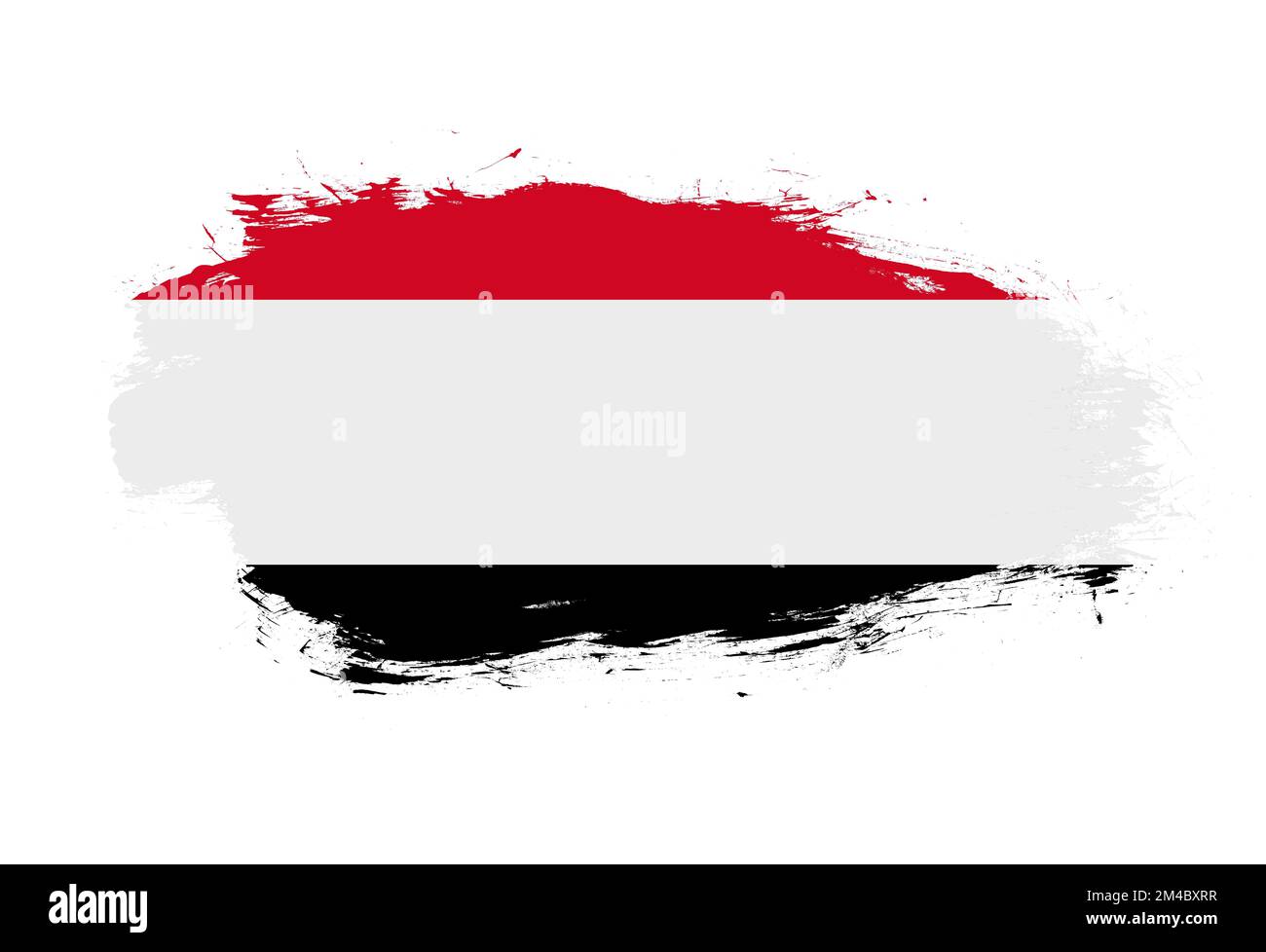 Flag of yemen on white stroke brush background Stock Photo - Alamy