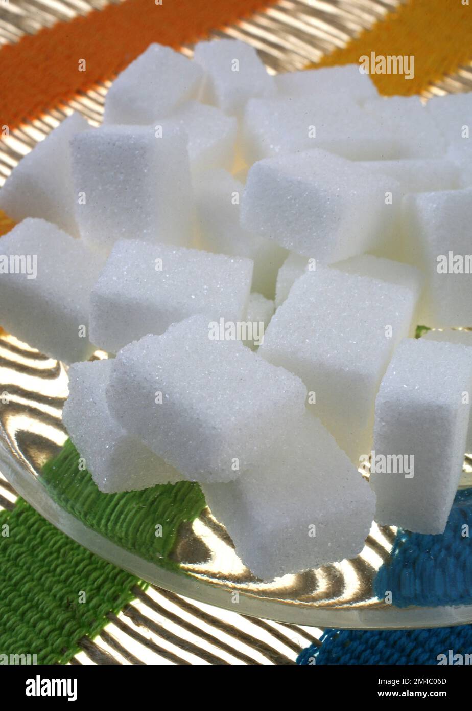 sugar cubes on a bowl Stock Photo