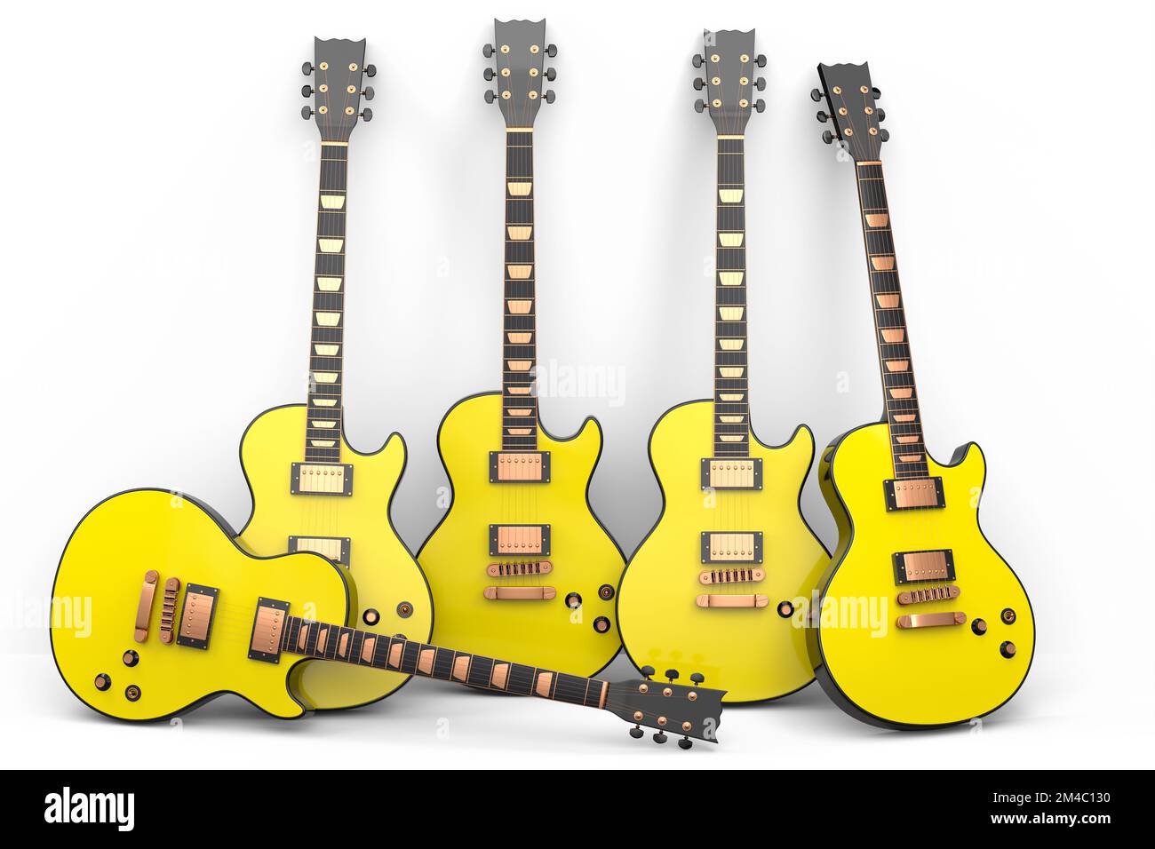 Set of electric acoustic guitar isolated on white background Stock