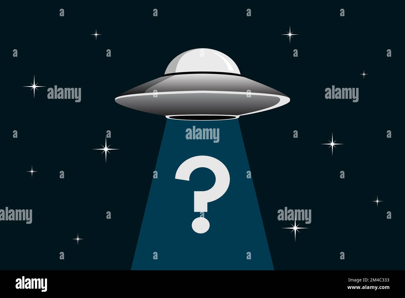 UFO abduction. Flying saucer. Vector illustration. Stock Vector