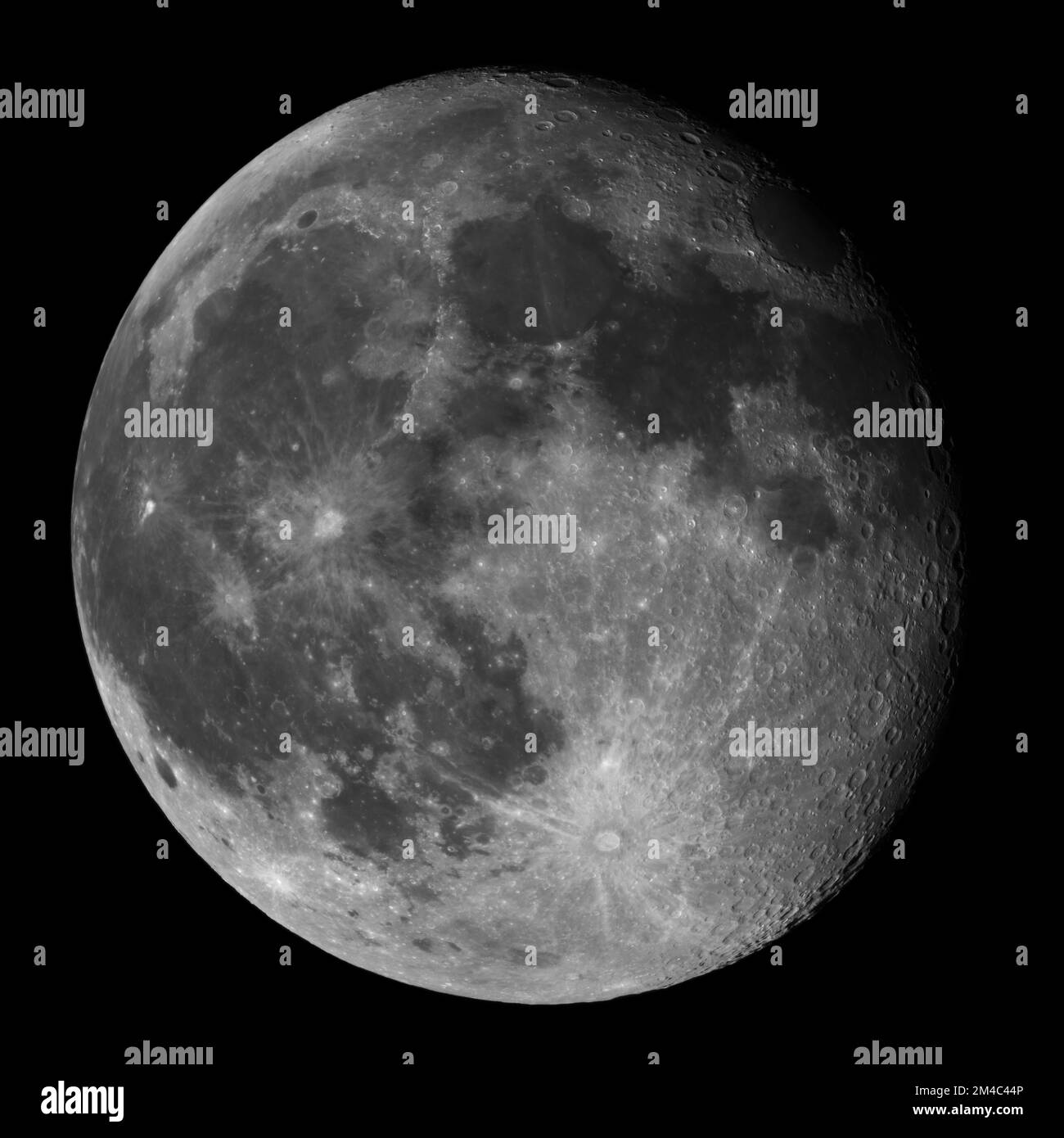 Full moon on black night sky background Stock Photo